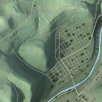 Close-up of the map of Middle Taylor, Pennsylvania print showing street and building detail