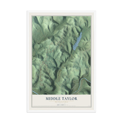 Map of Middle Taylor, Pennsylvania, 12 x 18 inch print in a white wood frame