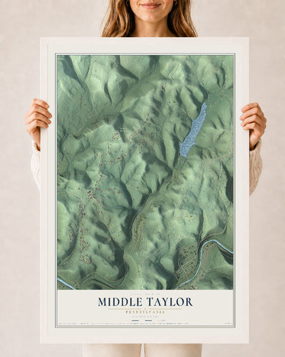 Map of Middle Taylor, Pennsylvania, 24 x 36 inch print in a white wood frame