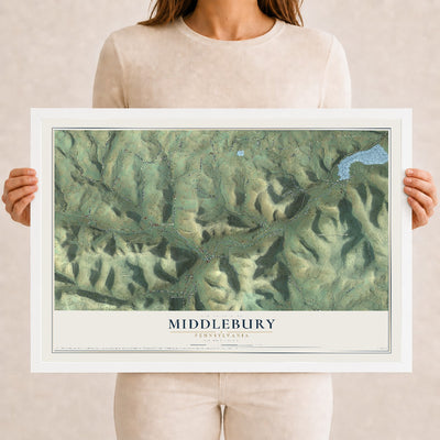 Map of Middlebury, Pennsylvania, 12 x 18 inch print in a white wood frame