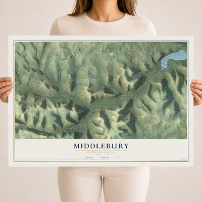 Map of Middlebury, Pennsylvania, 18 x 24 inch unframed archival matte print