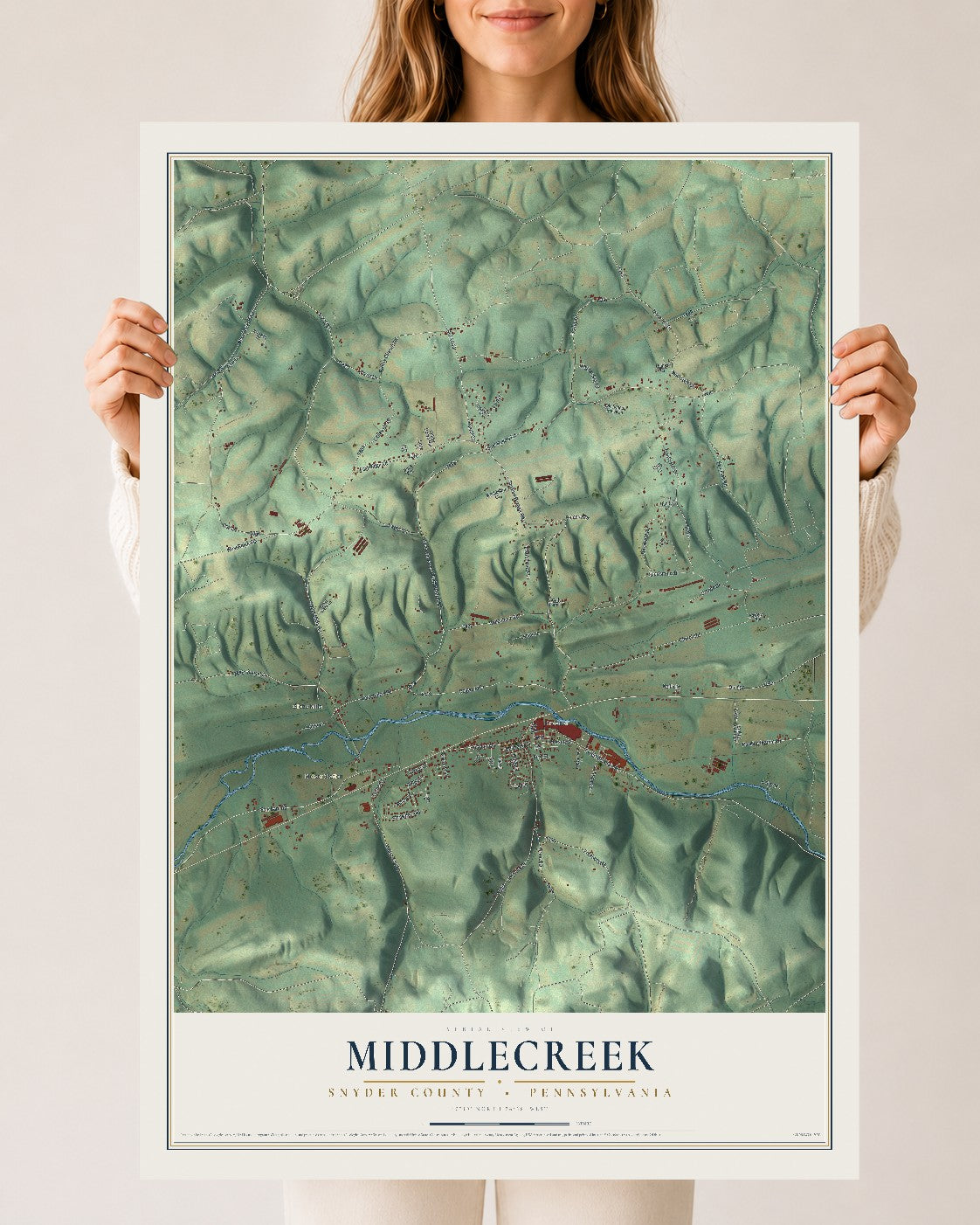 Map of Middlecreek, Snyder County, Pennsylvania, 24 x 36 inch unframed archival matte print