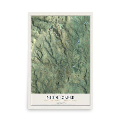 Map of Middlecreek, Somerset County, Pennsylvania, 12 x 18 inch unframed archival matte print