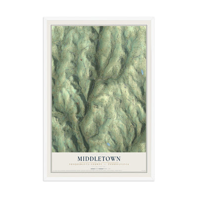 Map of Middletown, Susquehanna County, Pennsylvania, 12 x 18 inch print in a white wood frame