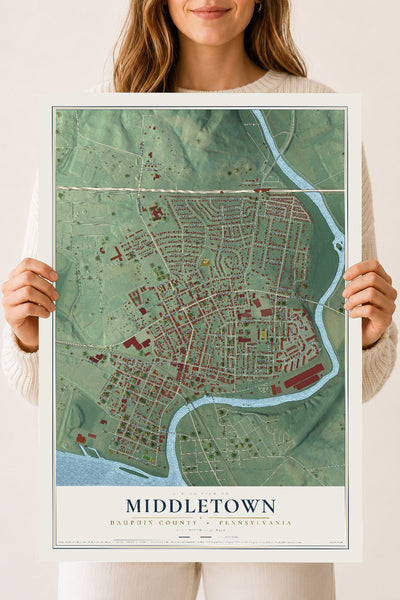 Map of Middletown, Dauphin County, Pennsylvania, 18 x 24 inch unframed archival matte print