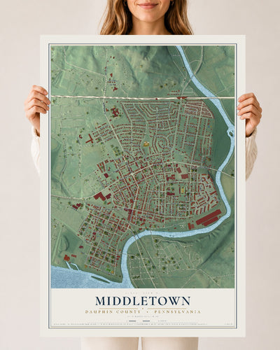 Map of Middletown, Dauphin County, Pennsylvania, 24 x 36 inch unframed archival matte print