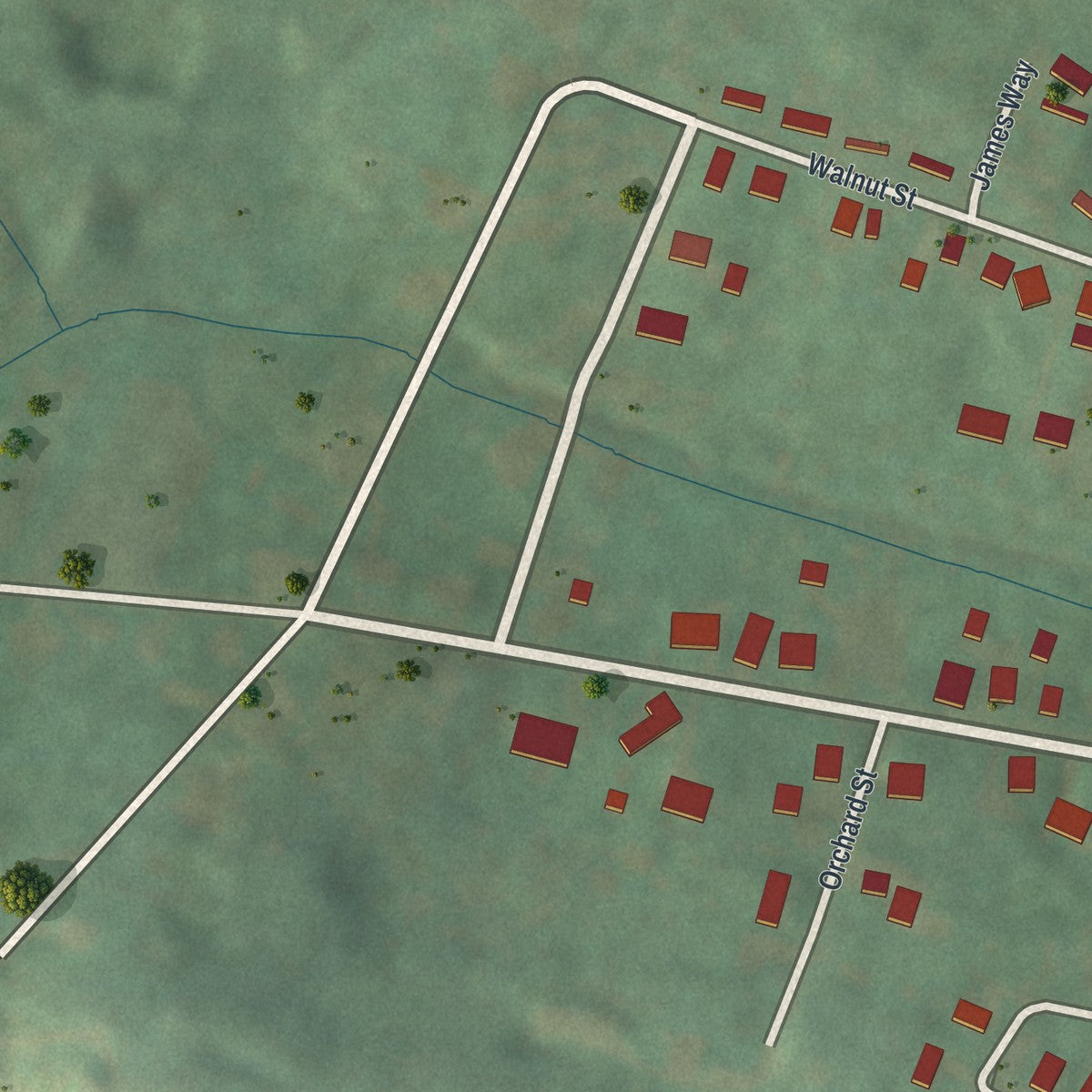 Second close-up of the map of Midway, Pennsylvania print showing more streets and buildings