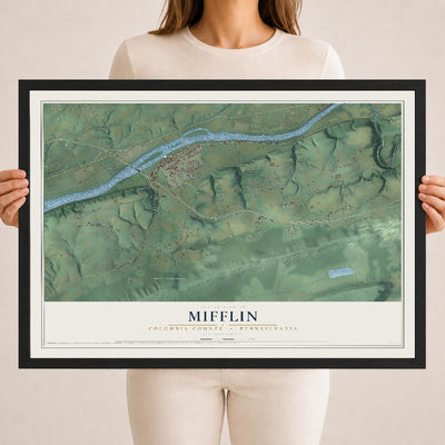 Map of Mifflin, Columbia County, Pennsylvania, 18 x 24 inch print in a black wood frame