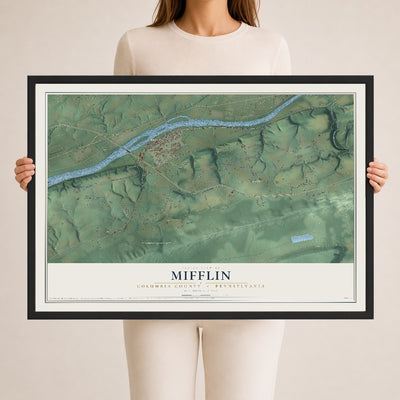Map of Mifflin, Columbia County, Pennsylvania, 24 x 36 inch print in a black wood frame