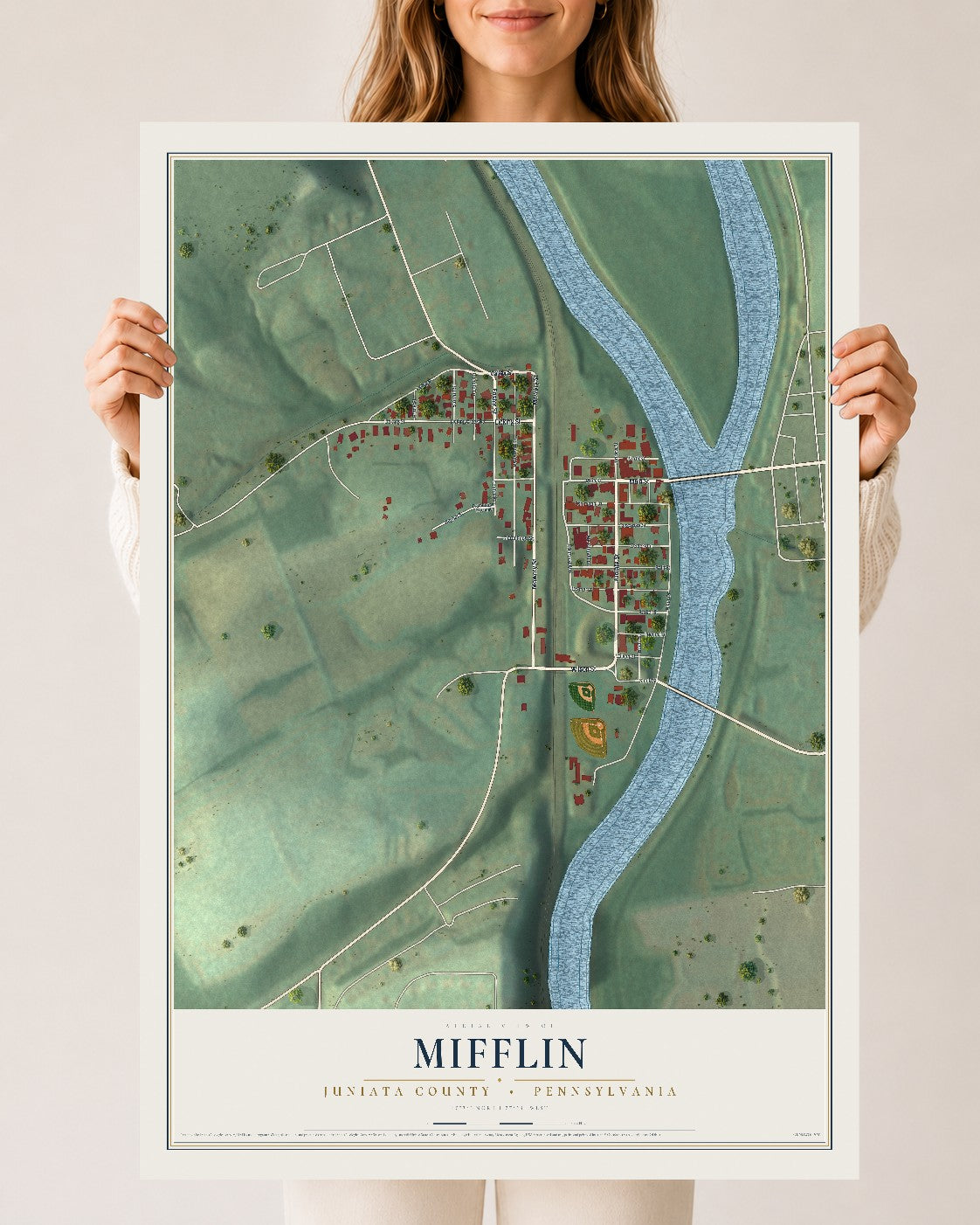 Map of Mifflin, Juniata County, Pennsylvania, 24 x 36 inch unframed archival matte print