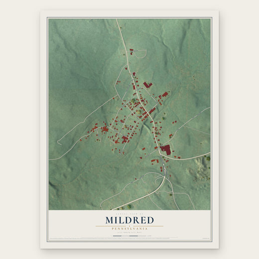 Mildred, Pennsylvania map print, the full design