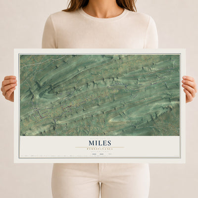 Map of Miles, Pennsylvania, 12 x 18 inch unframed archival matte print