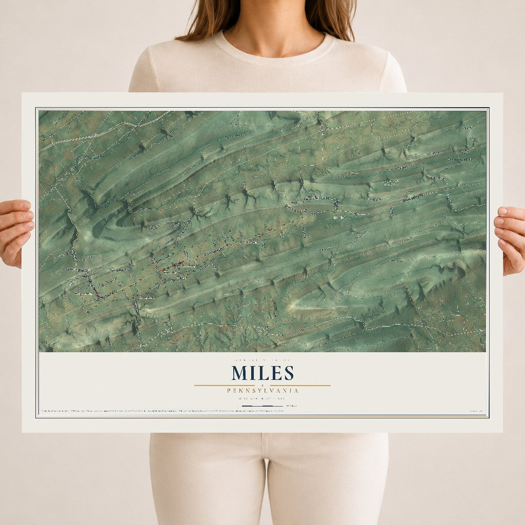 Map of Miles, Pennsylvania, 18 x 24 inch unframed archival matte print