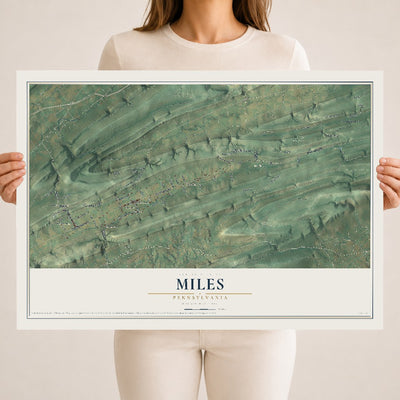 Map of Miles, Pennsylvania, 18 x 24 inch unframed archival matte print