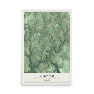 Map of Milford, Somerset County, Pennsylvania, 12 x 18 inch unframed archival matte print