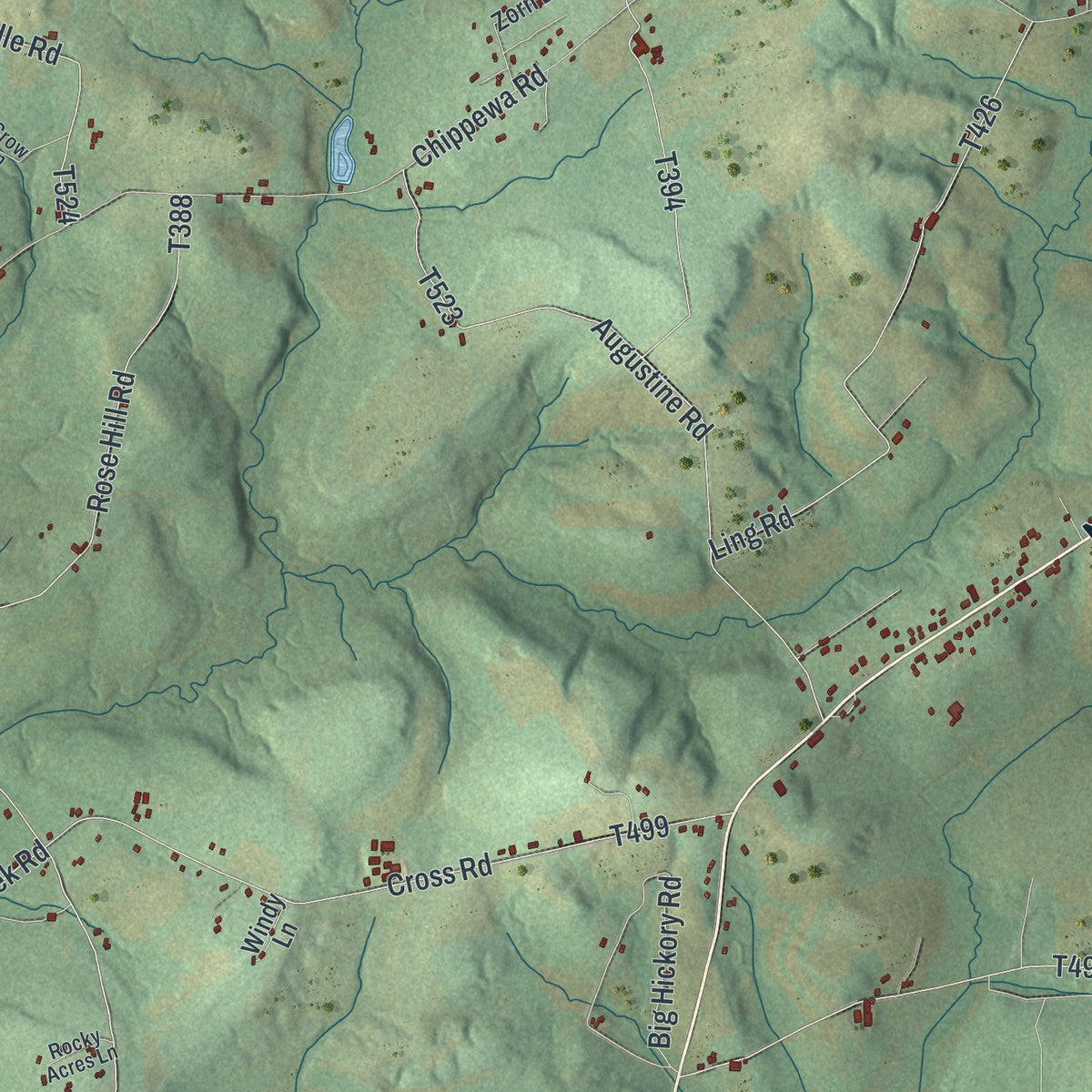 Second close-up of the map of Milford, Somerset County, Pennsylvania print showing more streets and buildings