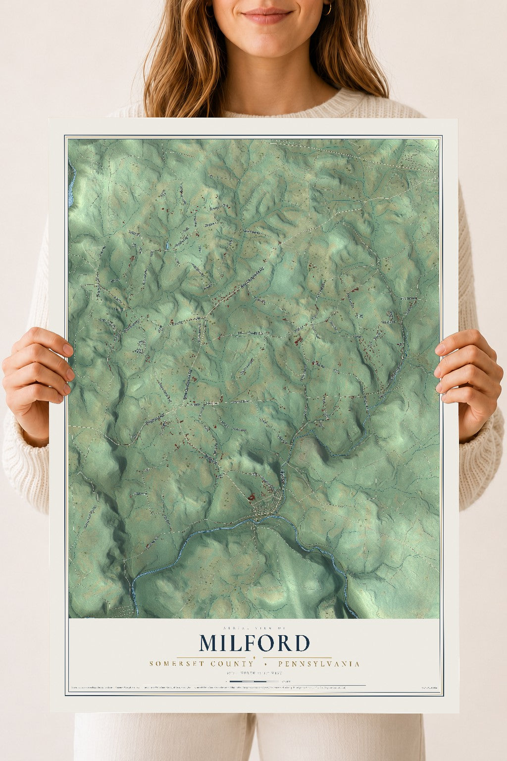 Map of Milford, Somerset County, Pennsylvania, 18 x 24 inch unframed archival matte print