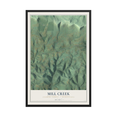 Map of Mill Creek, Lycoming County, Pennsylvania, 12 x 18 inch print in a black wood frame