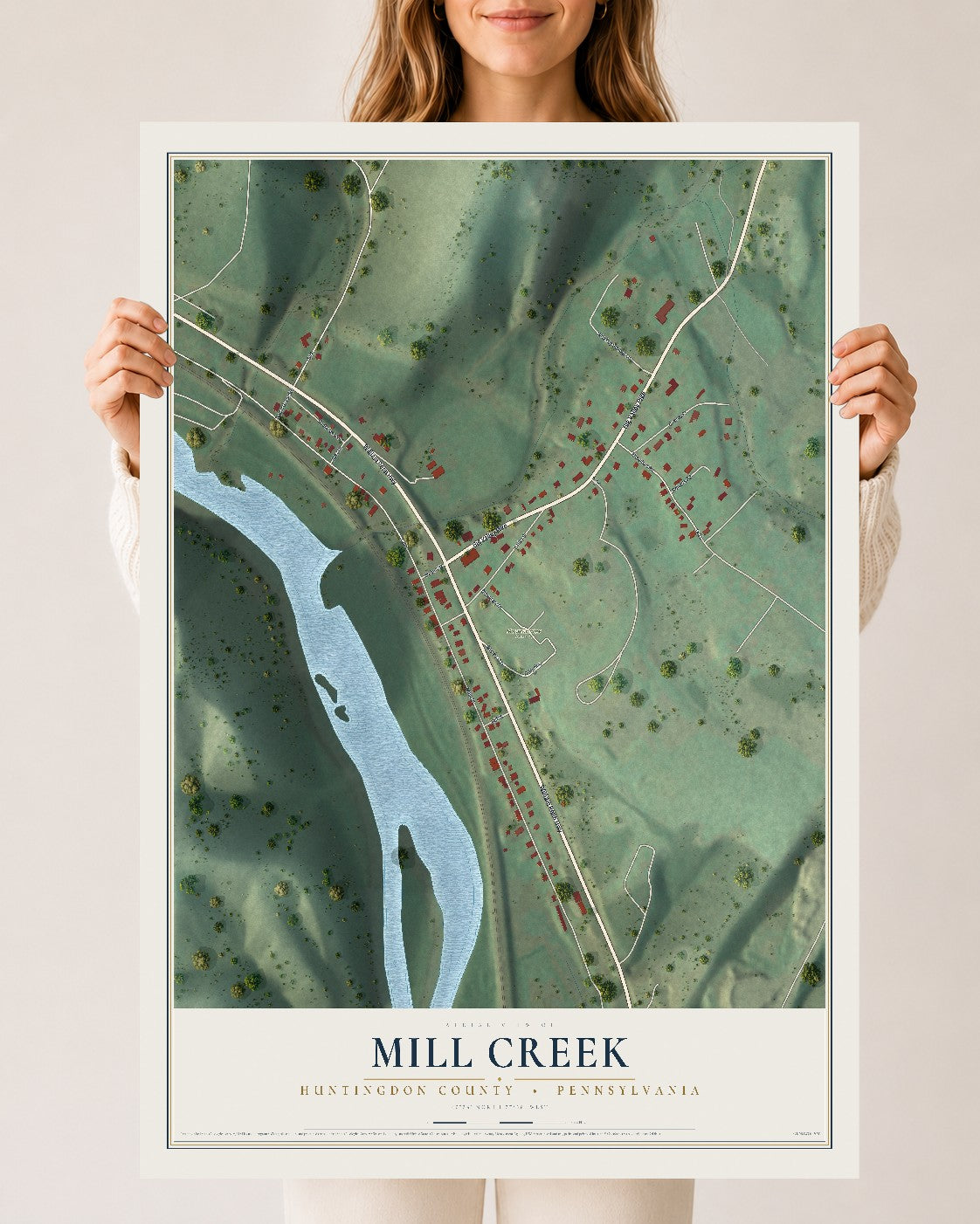 Map of Mill Creek, Huntingdon County, Pennsylvania, 24 x 36 inch unframed archival matte print