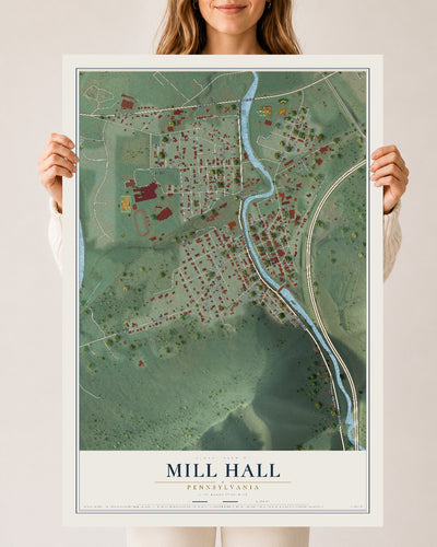 Map of Mill Hall, Pennsylvania, 24 x 36 inch unframed archival matte print