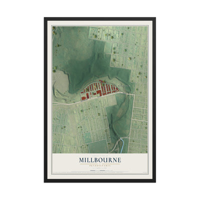 Map of Millbourne, Pennsylvania, 12 x 18 inch print in a black wood frame