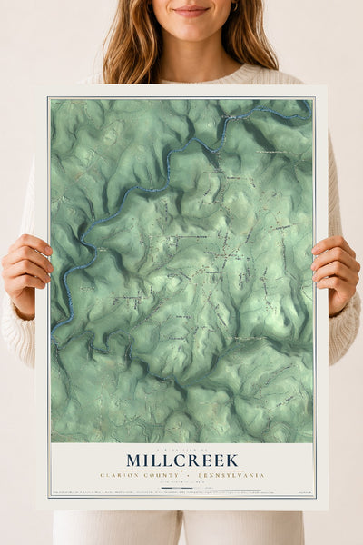 Map of Millcreek, Clarion County, Pennsylvania, 18 x 24 inch unframed archival matte print