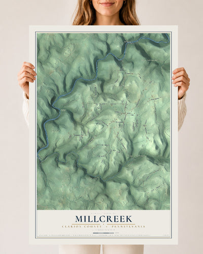 Map of Millcreek, Clarion County, Pennsylvania, 24 x 36 inch unframed archival matte print