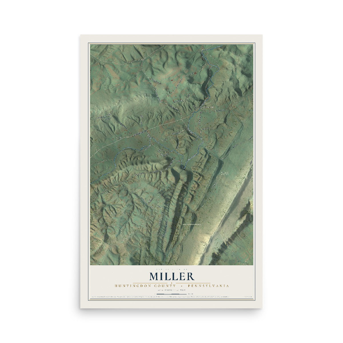 Map of Miller, Huntingdon County, Pennsylvania, 12 x 18 inch unframed archival matte print