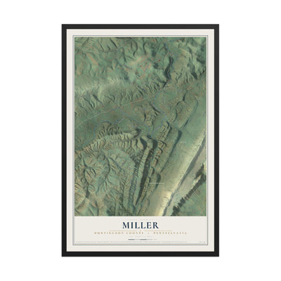 Map of Miller, Huntingdon County, Pennsylvania, 12 x 18 inch print in a black wood frame