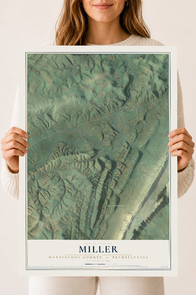 Map of Miller, Huntingdon County, Pennsylvania, 18 x 24 inch unframed archival matte print
