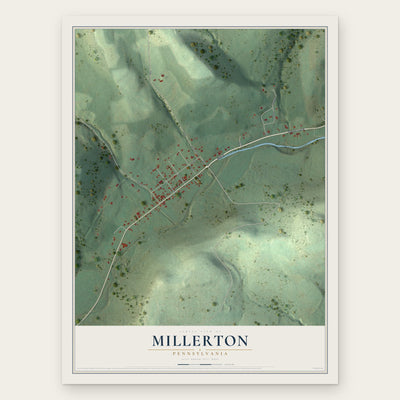 Millerton, Pennsylvania map print, the full design
