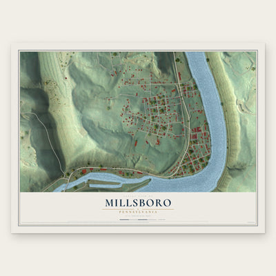 Millsboro, Pennsylvania map print, the full design