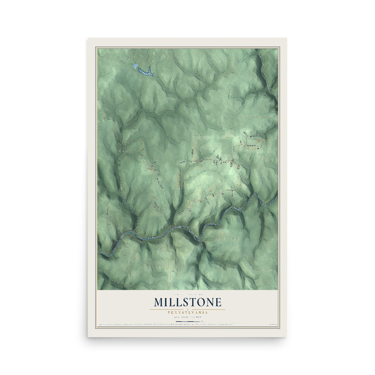 Map of Millstone, Pennsylvania, 12 x 18 inch unframed archival matte print