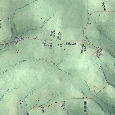 Close-up of the map of Millstone, Pennsylvania print showing street and building detail