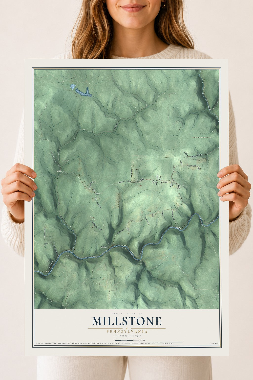 Map of Millstone, Pennsylvania, 18 x 24 inch unframed archival matte print