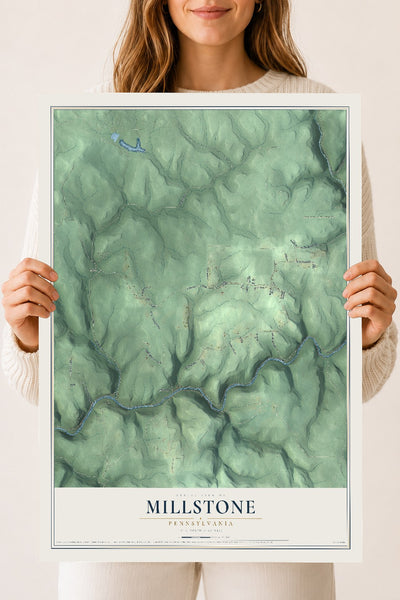 Map of Millstone, Pennsylvania, 18 x 24 inch unframed archival matte print