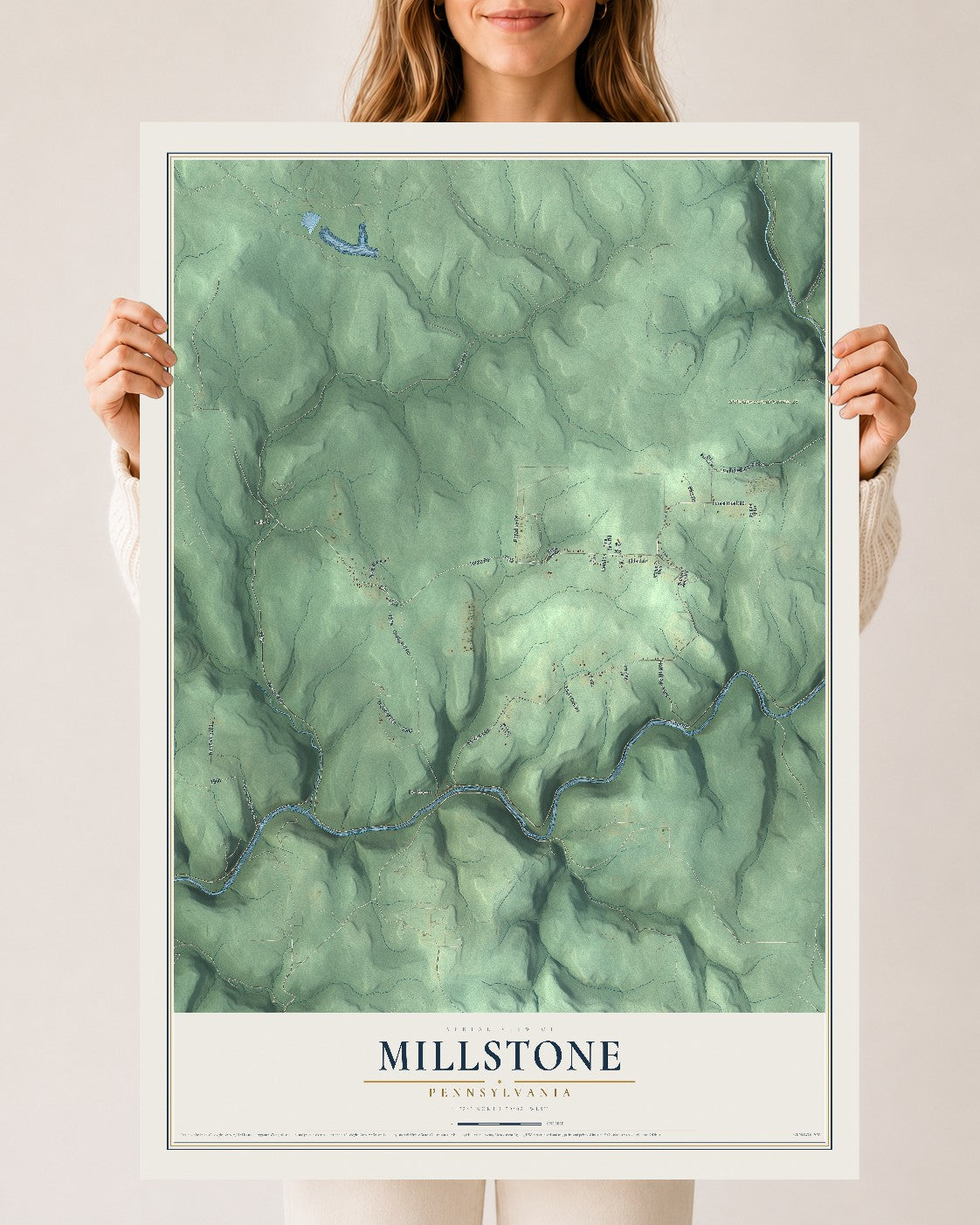 Map of Millstone, Pennsylvania, 24 x 36 inch unframed archival matte print