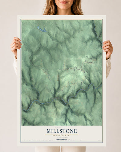 Map of Millstone, Pennsylvania, 24 x 36 inch unframed archival matte print