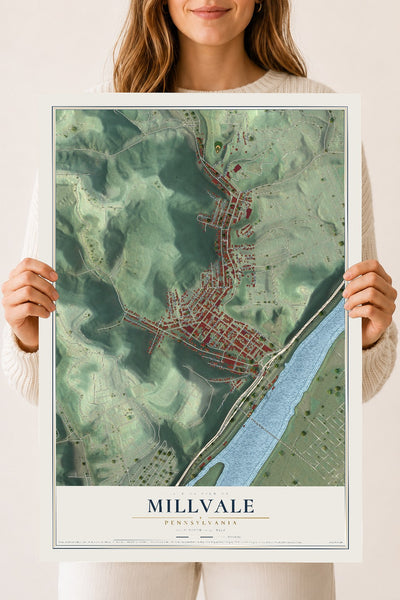 Map of Millvale, Pennsylvania, 18 x 24 inch unframed archival matte print