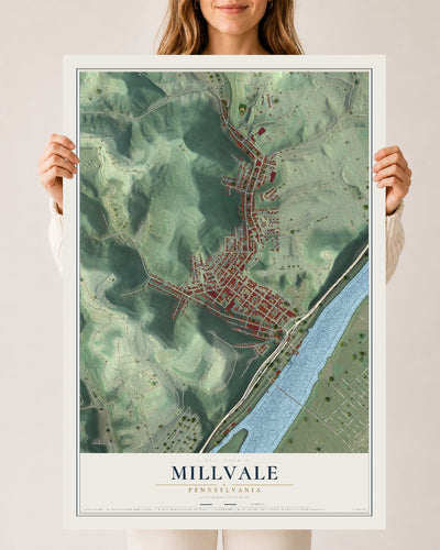 Map of Millvale, Pennsylvania, 24 x 36 inch unframed archival matte print