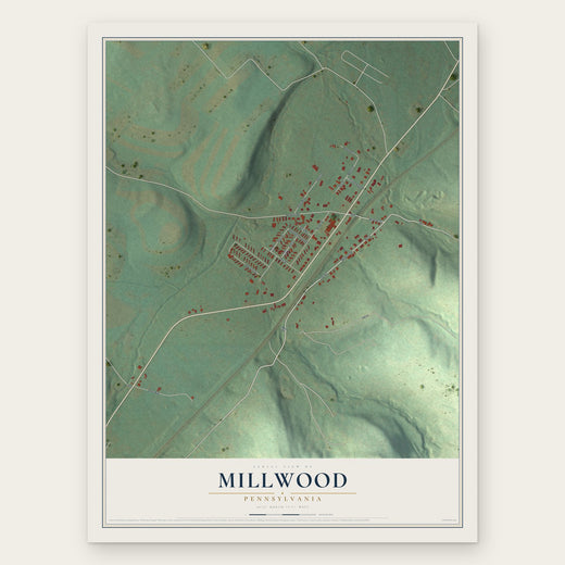 Millwood, Pennsylvania map print, the full design