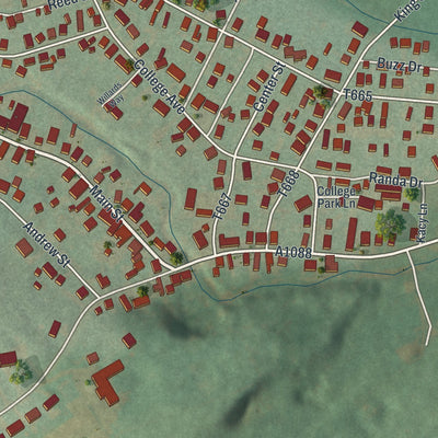 Close-up of the map of Milroy, Pennsylvania print showing street and building detail