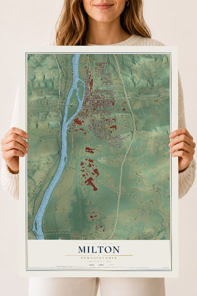 Map of Milton, Pennsylvania, 18 x 24 inch unframed archival matte print