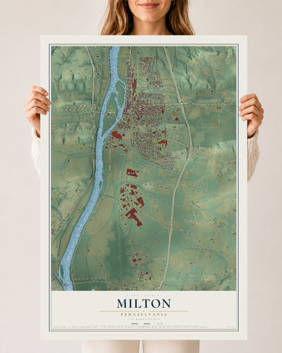 Map of Milton, Pennsylvania, 24 x 36 inch unframed archival matte print