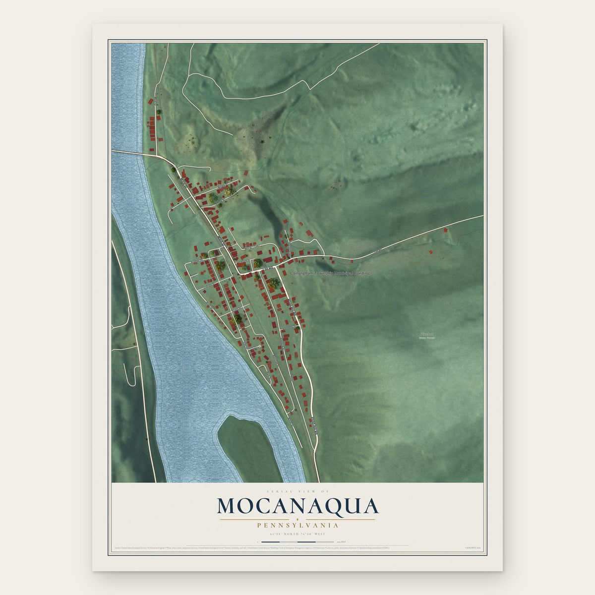 Mocanaqua, Pennsylvania map print, the full design