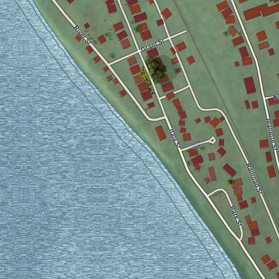 Close-up of the map of Mocanaqua, Pennsylvania print showing street and building detail