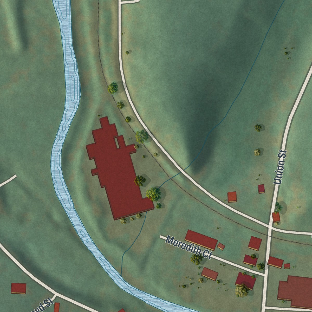Second close-up of the map of Modena, Pennsylvania print showing more streets and buildings