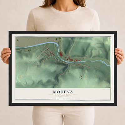 Map of Modena, Pennsylvania, 12 x 18 inch print in a black wood frame