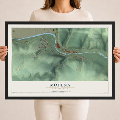 Map of Modena, Pennsylvania, 18 x 24 inch print in a black wood frame