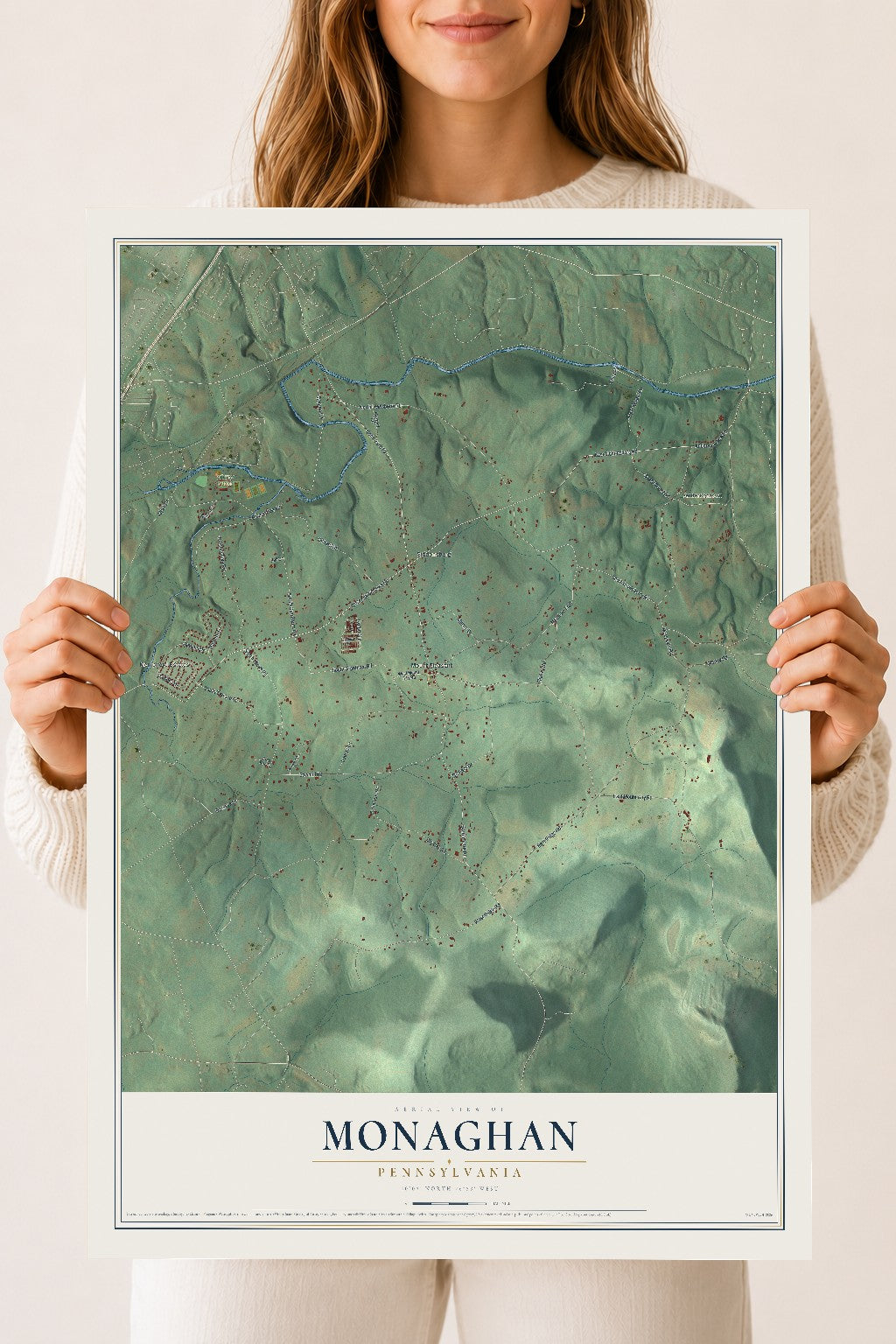 Map of Monaghan, Pennsylvania, 18 x 24 inch unframed archival matte print